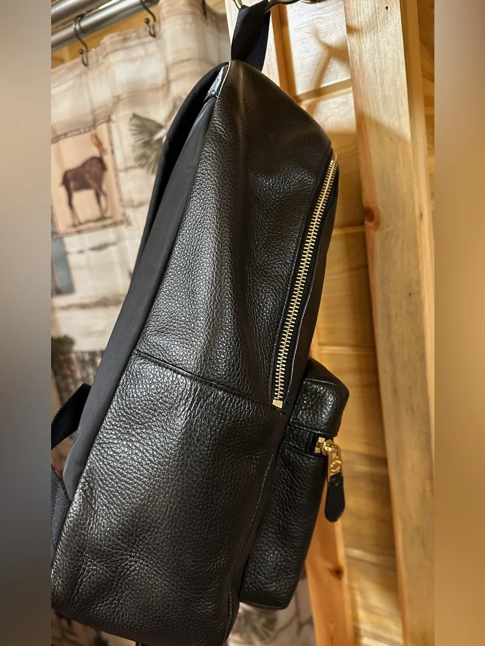 COACH Backpack Pebbled Black Leather Gold Hardware